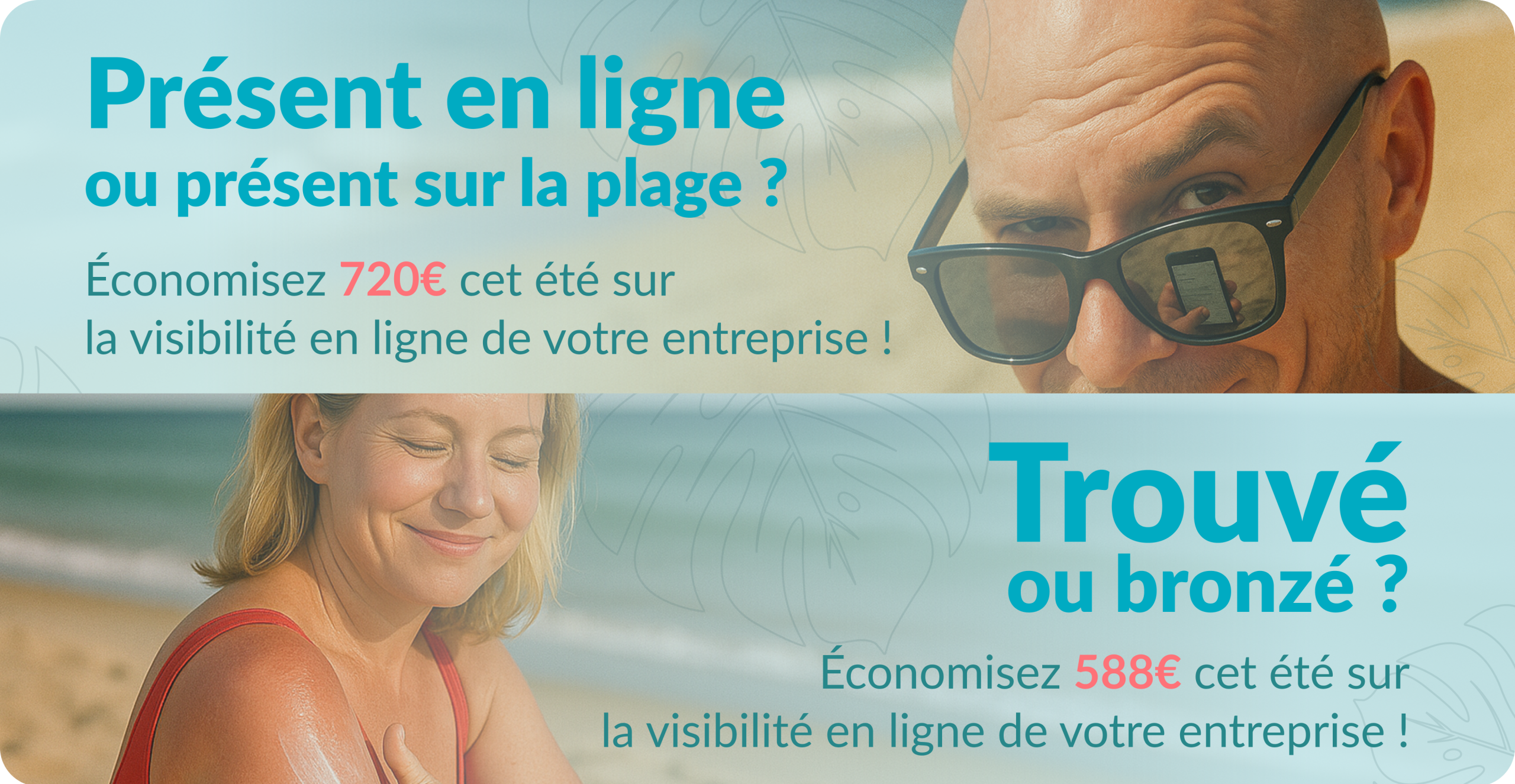 Deux offres exclusives qui boosteront votre marketing en ligne. Que vous souhaitiez développer votre activité via votre site web ou attirer de nouveaux clients grâce à la publicité, c'est le moment idéal pour vous lancer à moindre coût !